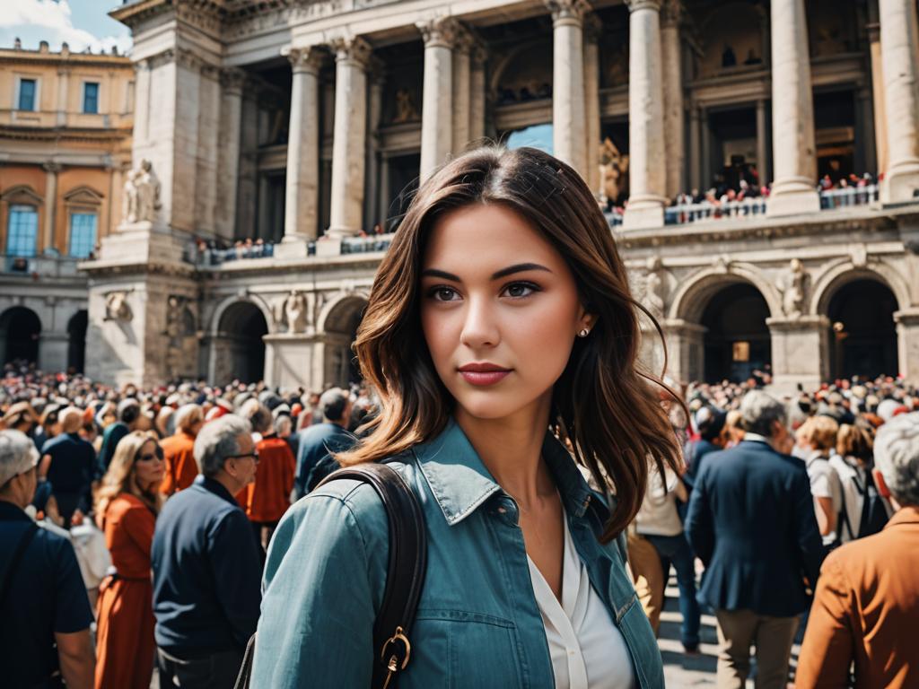 Young Woman Smiling in St. Peter's Square, Rome