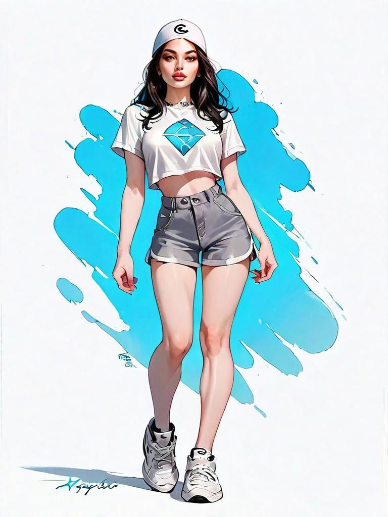 Realistic Comic Style Illustration of a Woman in Casual Activewear