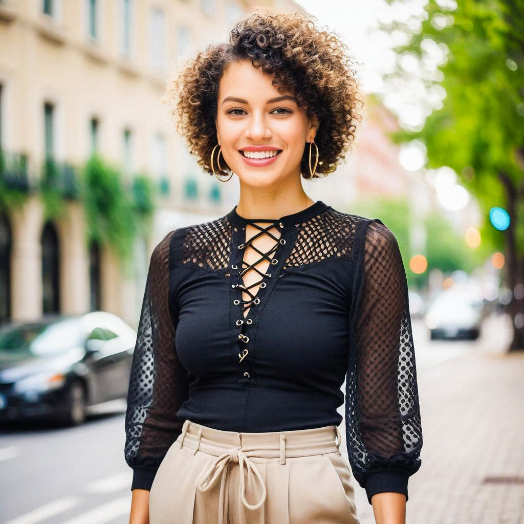 Confident Young Woman in Urban Fashion