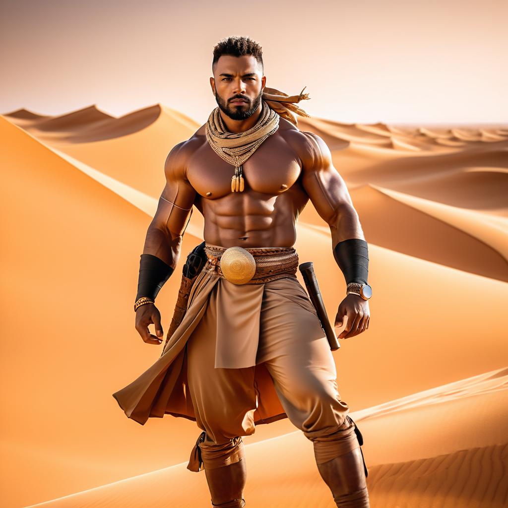 Confident Male Figure in Desert Landscape