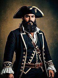 Realistic Blackbeard Pirate Costume Man Cosplay Portrait