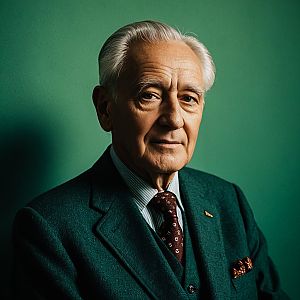 Elderly Man in Dark Green Suit