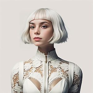 Young Woman in Elegant Lace Top