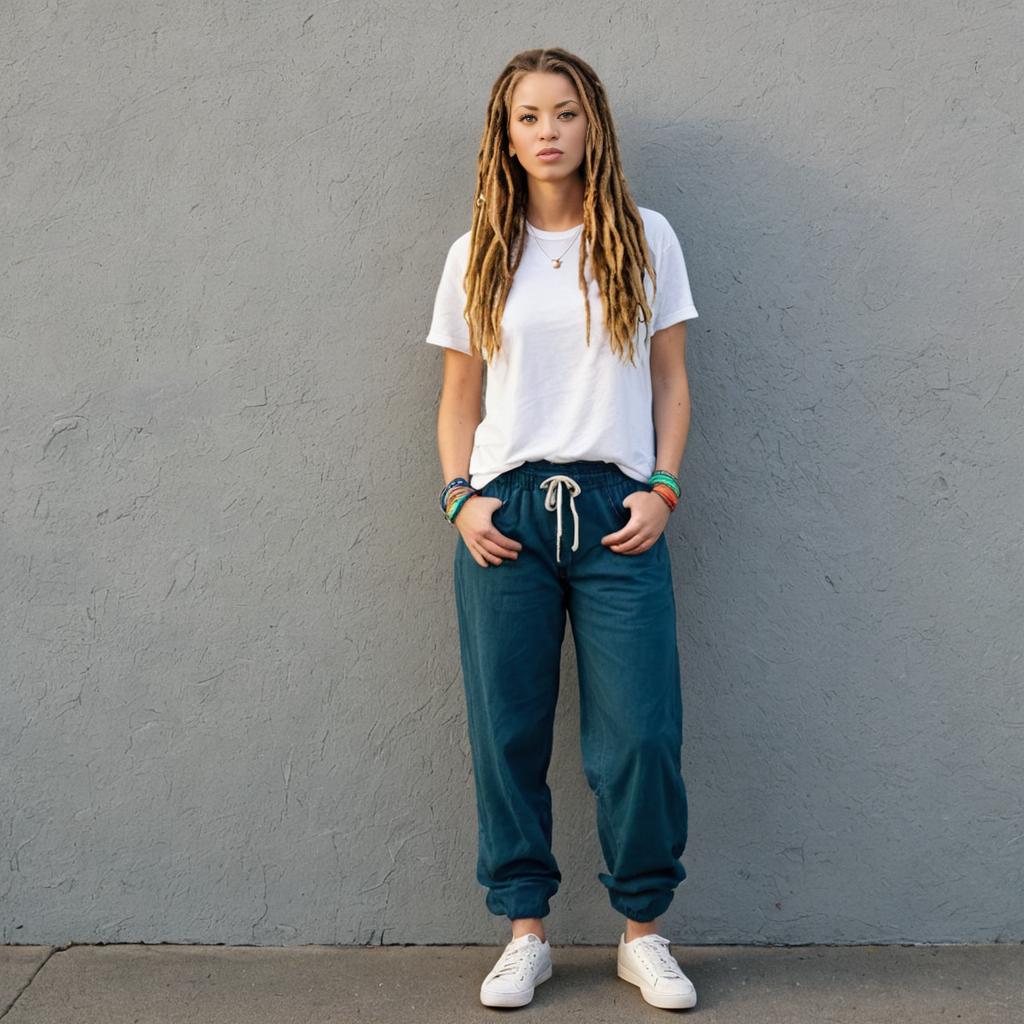 Woman with Dreads in Casual Outfit