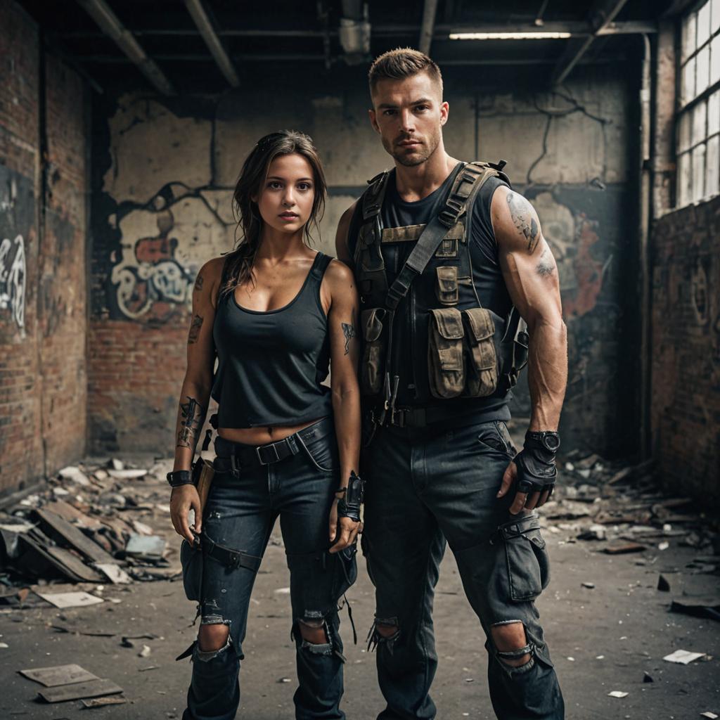 Rugged Couple in Tactical Gear