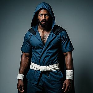 Muscular Man in Hooded Robe