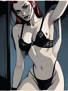 Bold Graphic Illustration of a Red-Haired Woman