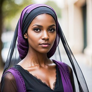 Confident Young Woman in Headscarf Outdoors