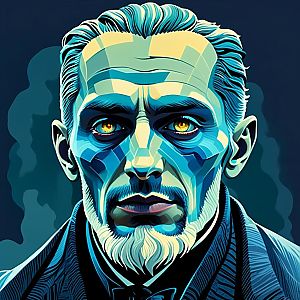 Man with Golden Eyes and Blue Skin - Vector Art Portrait
