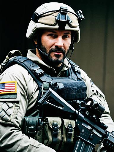 Man in Seal Team Six Raid Costume Tactical Portrait