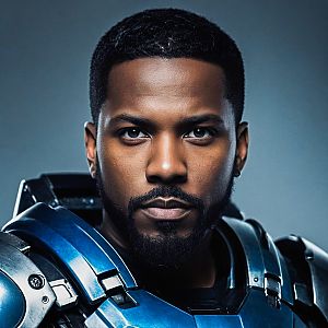 Confident Man in Futuristic Armor
