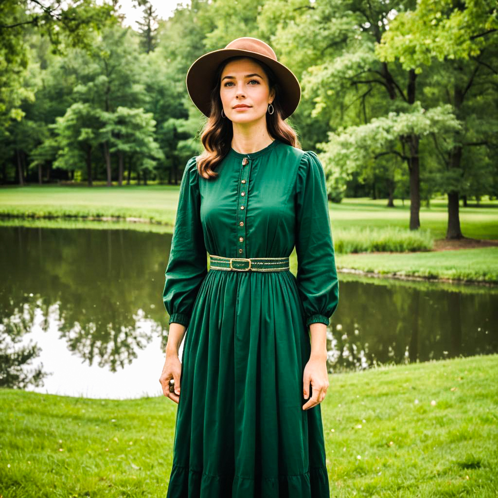 Woman in Green Dress by Serene Pond