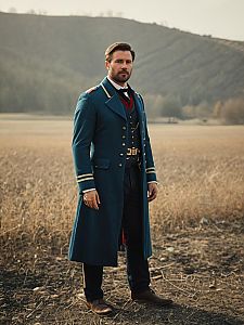 Man in Grant Military Costume Photorealistic Outdoor Battlefield Portrait