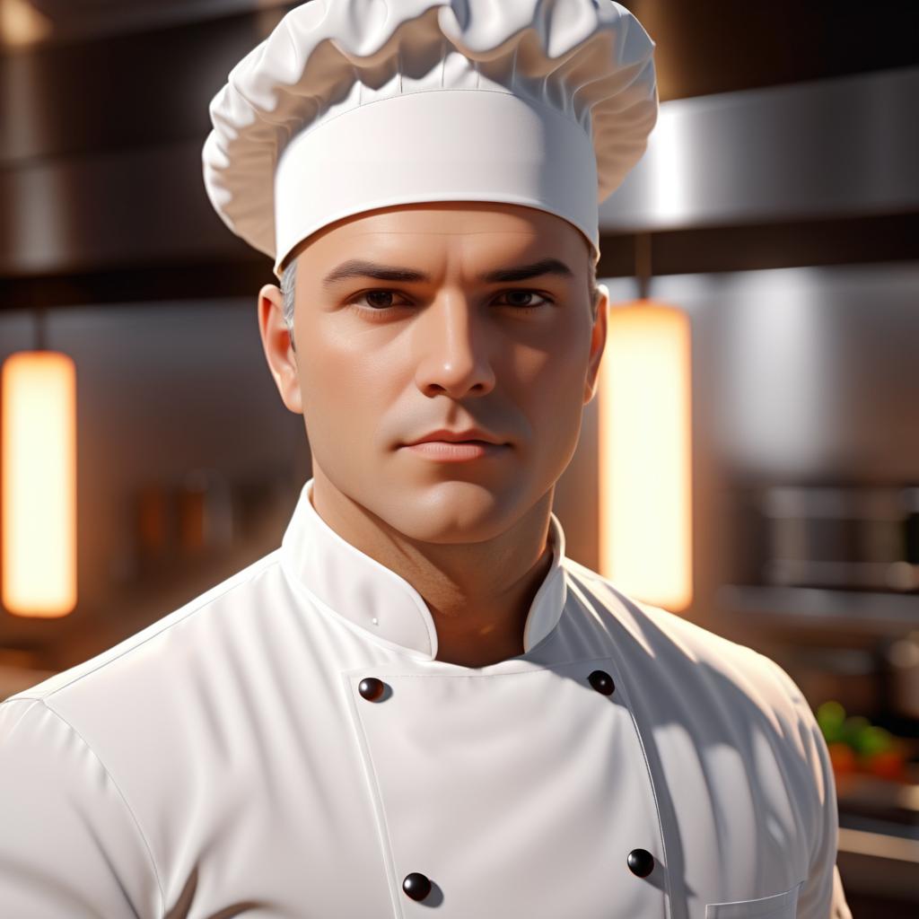 Confident Male Chef in Modern Kitchen