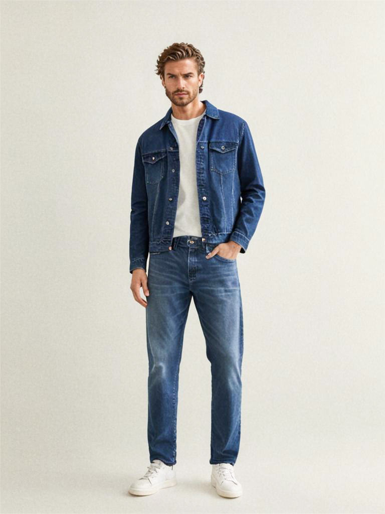 Stylish Man in Denim Jacket