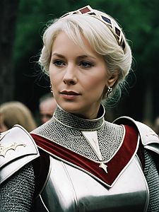 Excalibur Inspired Medieval Woman Knight Costume with Crown