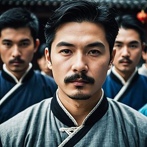 Confident Asian Man in Traditional Clothing