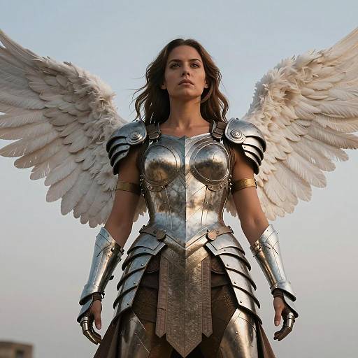 Woman in Medieval Armor with Angel Wings - Fantasy Warrior