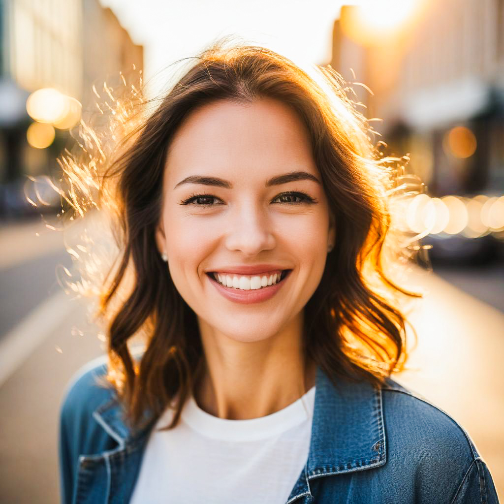 Young Woman Smiling in Golden Hour