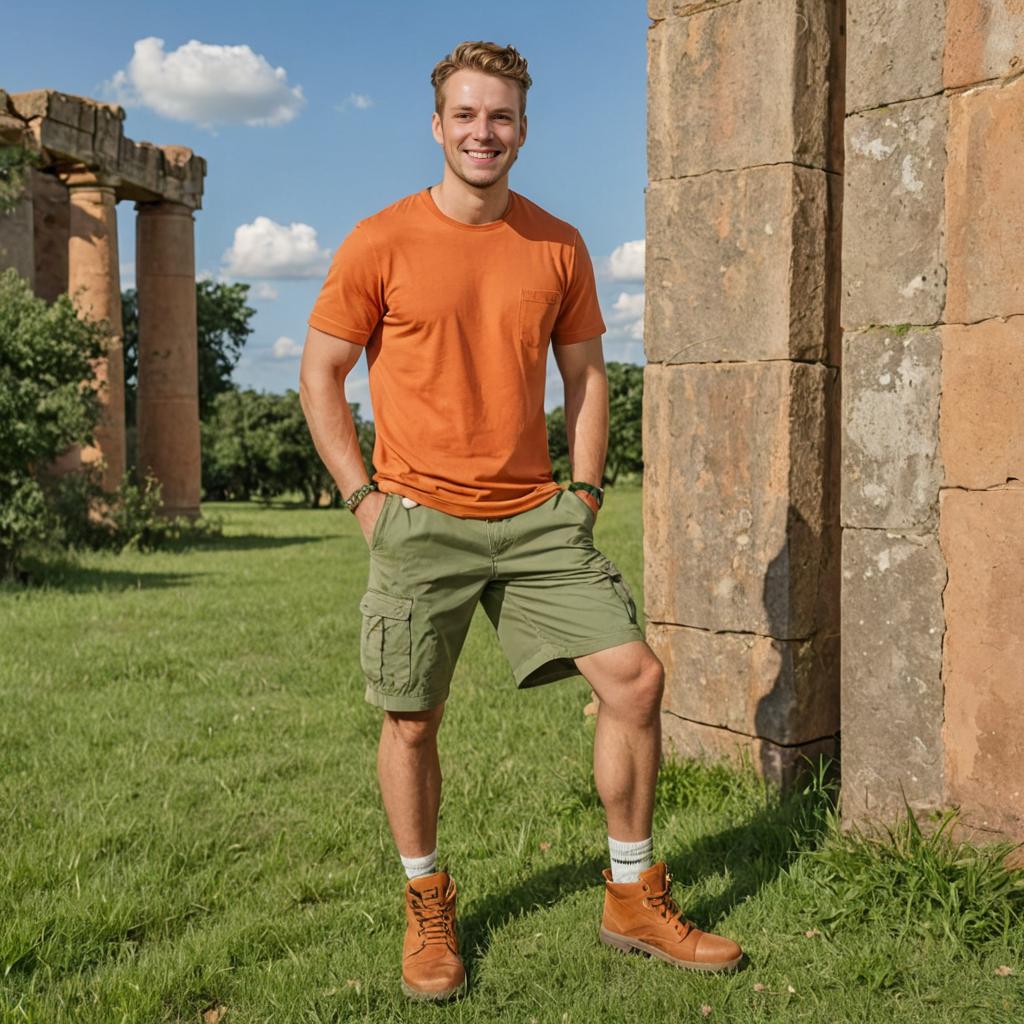 Man in Orange T-Shirt by Rustic Pillars