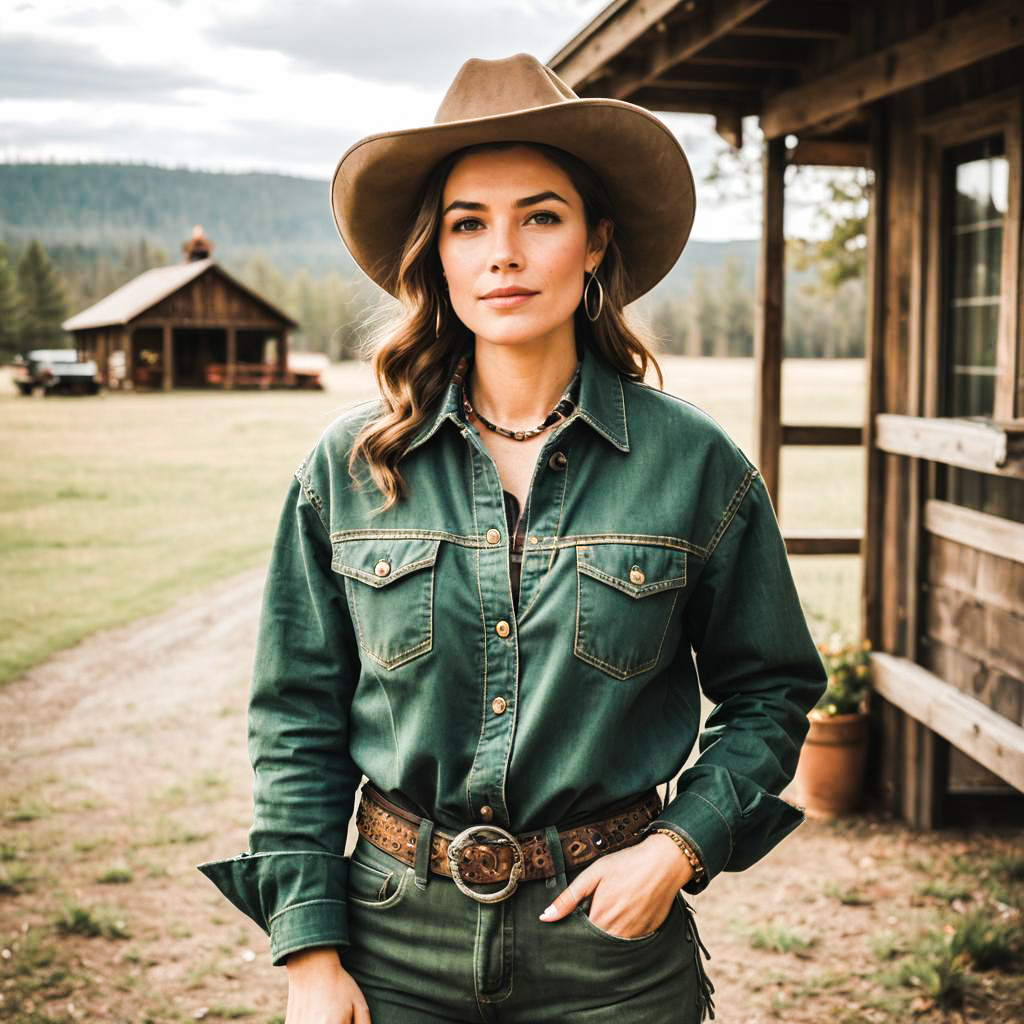 Confident Woman in Cowboy Hat Outdoors