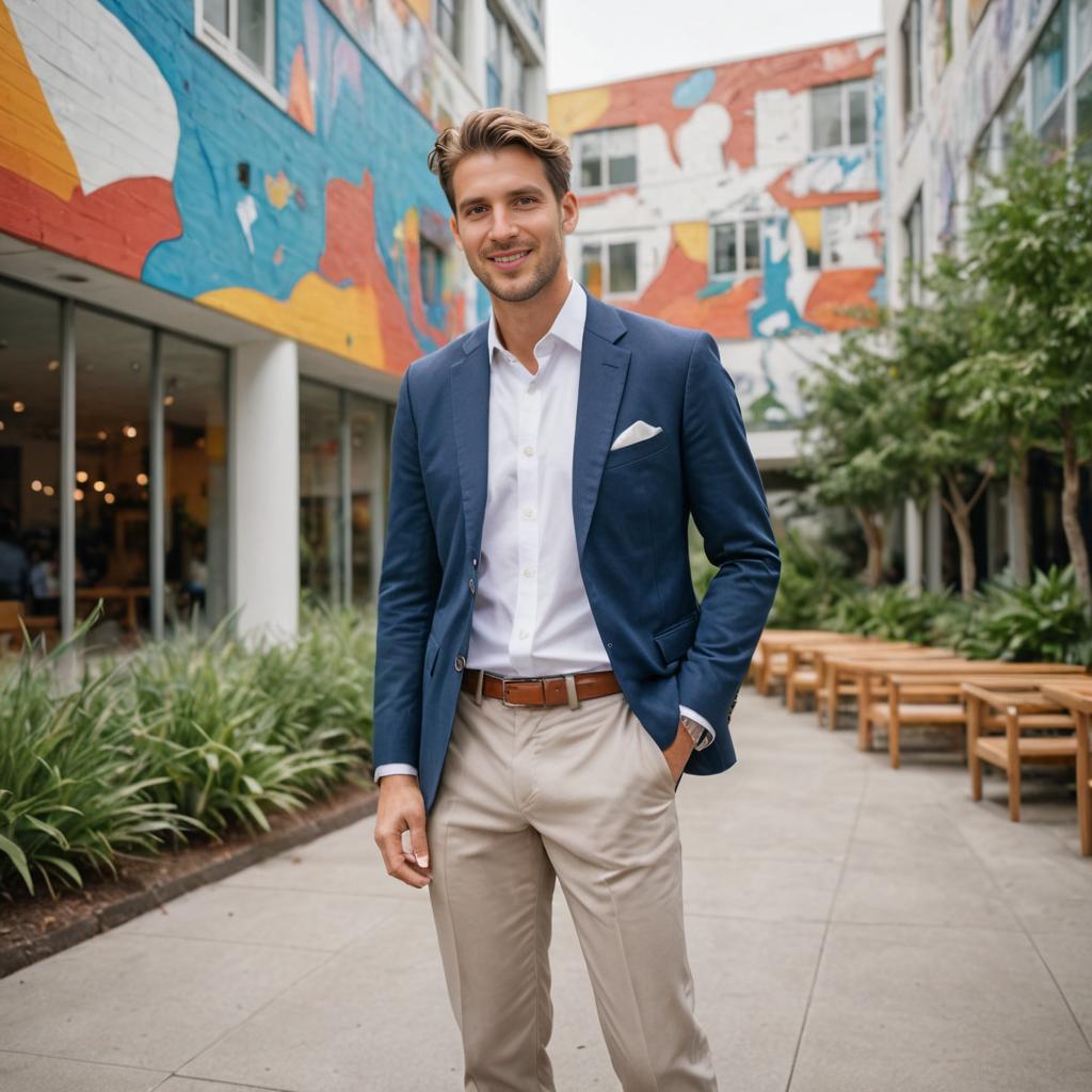 Stylish man in vibrant outdoor setting