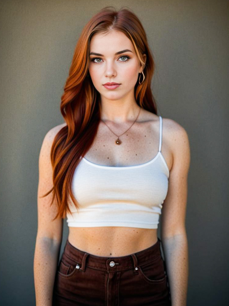 Portrait of a Woman with Red Hair and Blue Eyes