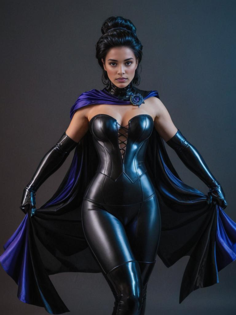 Woman in Artistic Black Queen Costume