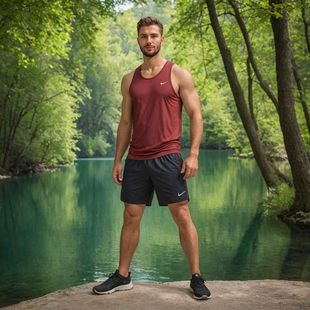 Athletic Man in Plitvice Lakes National Park