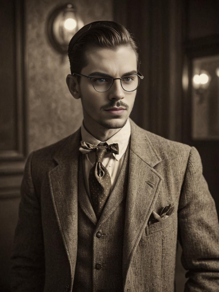 Vintage-styled man in tweed suit