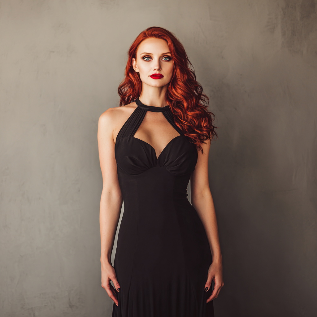 Glamorous Fashion Portrait of a Woman in Black Dress