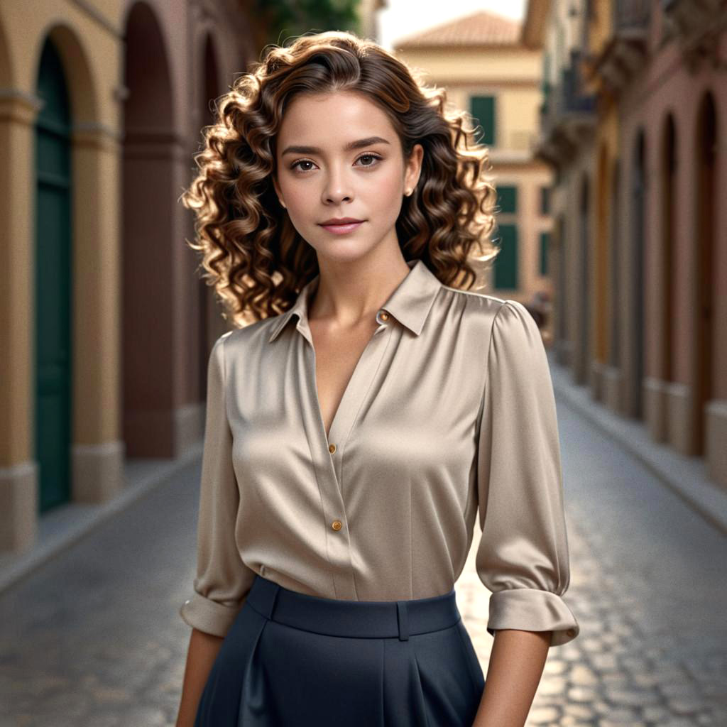 Stylish Woman in Elegant Outfit in Urban Alleyway