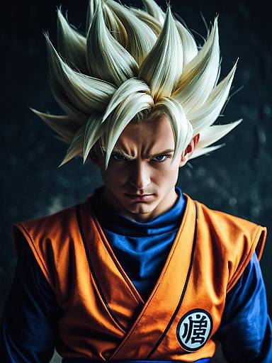 Man in Dragon Ball Super Saiyan Photorealistic Cosplay Costume
