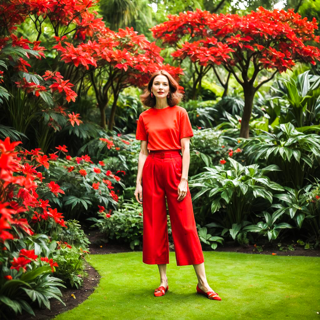 Chic Woman in Vibrant Garden