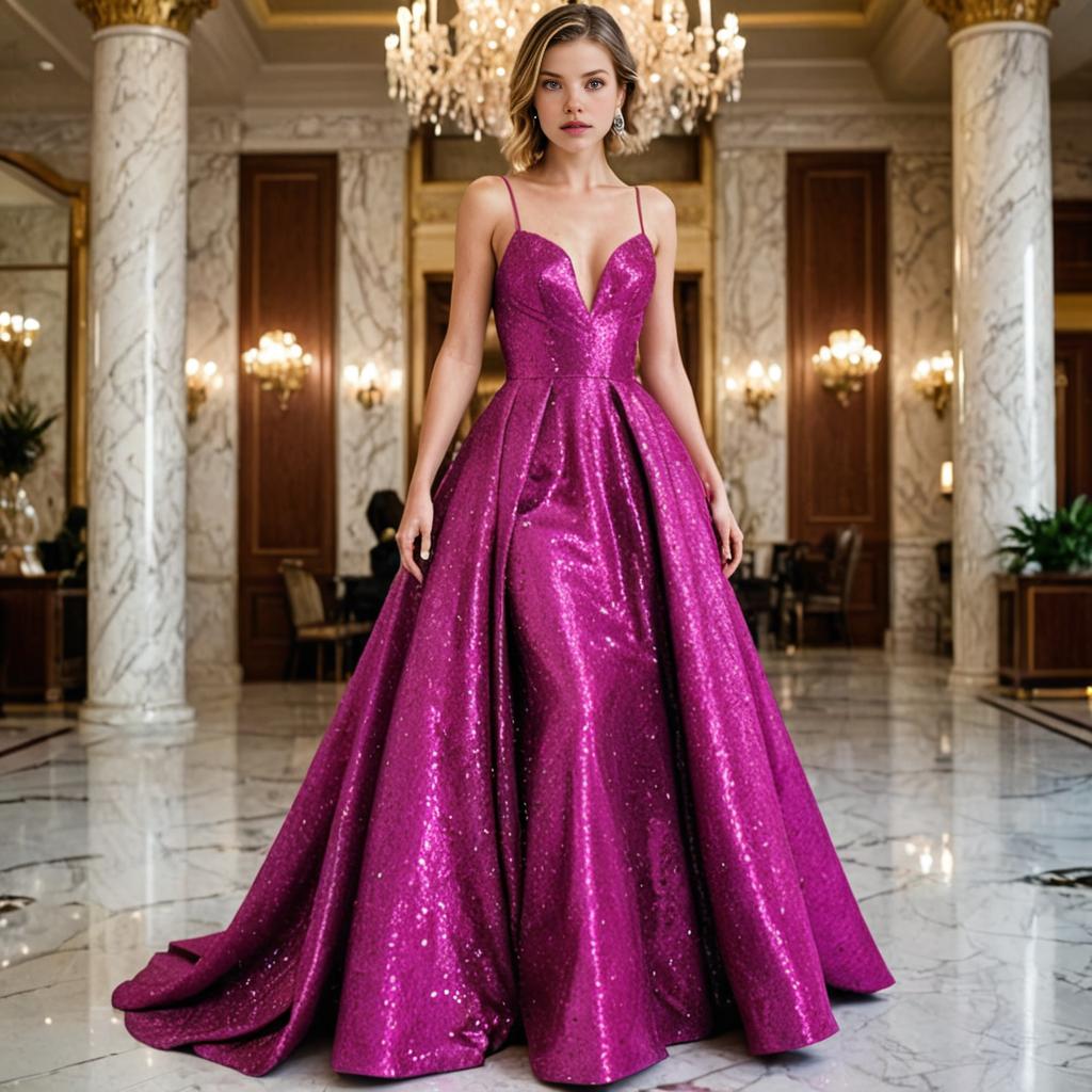 Elegant Woman in Purple Ball Gown