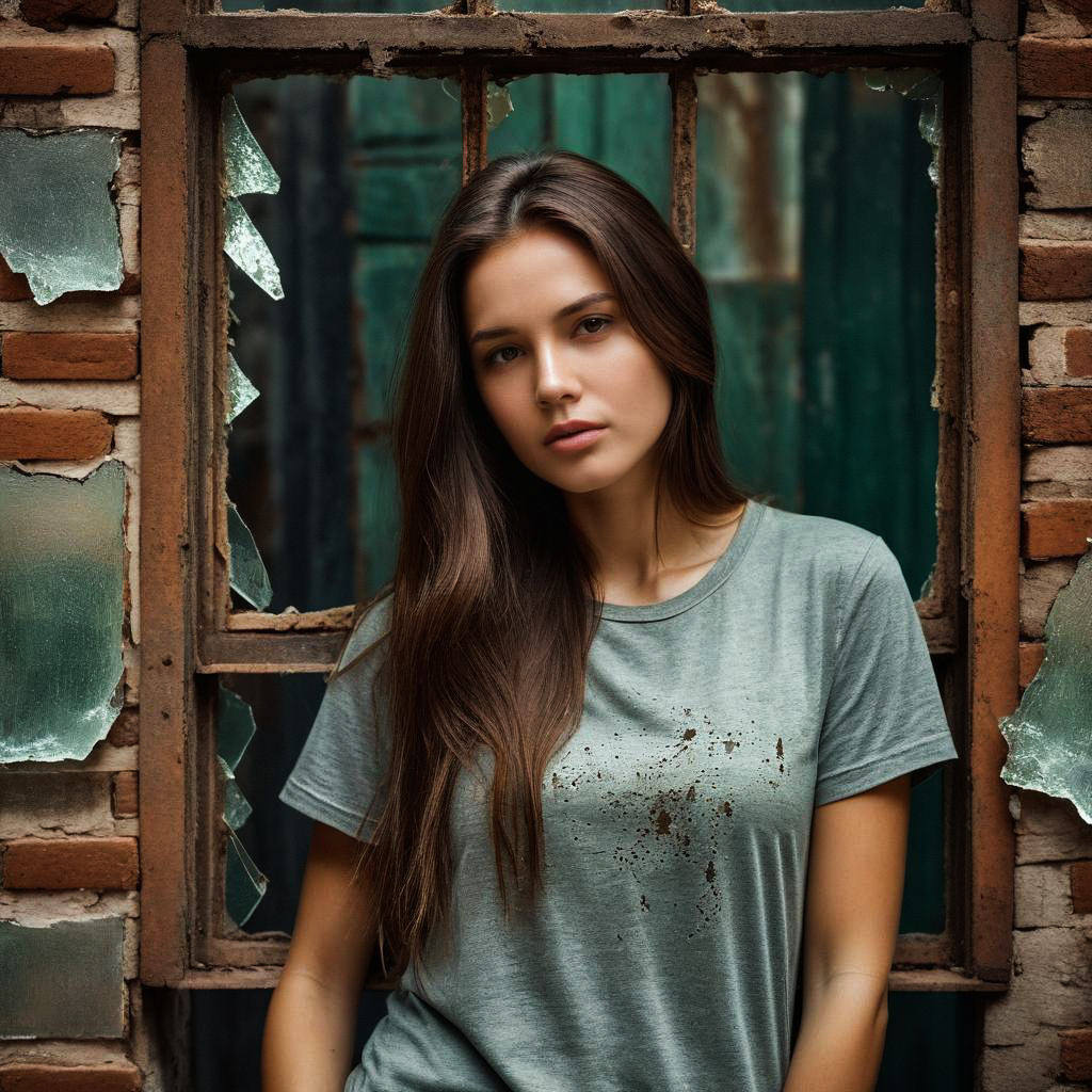 Contemplative Woman by Rusted Window Contemplative Woman by Rusted Window