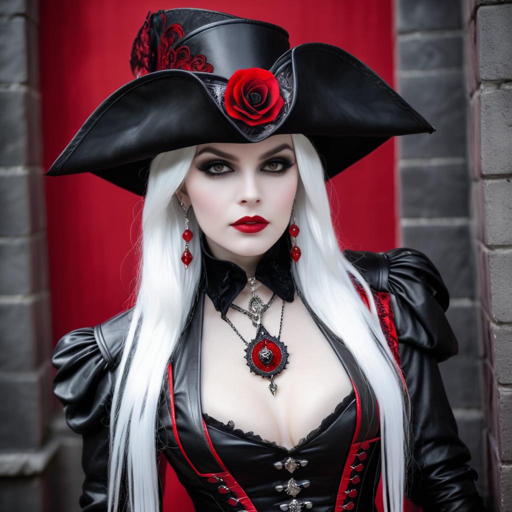 Dramatic Vampire Costume with Red Rose