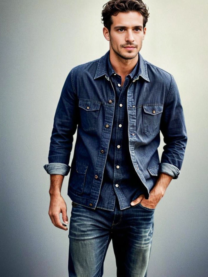 Stylish Man in Denim Jacket and Jeans