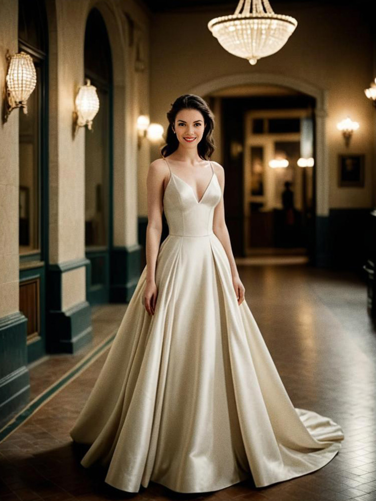 Elegant Woman in Vintage Gown