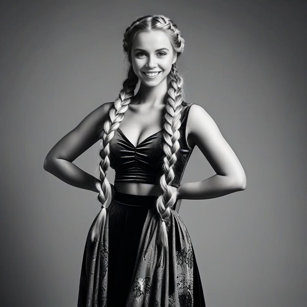 Confident Woman in Black and White Portrait