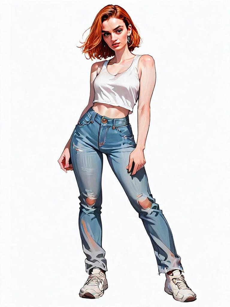 Realistic Comic Style Full Body Shot of Woman in Casual Outfit