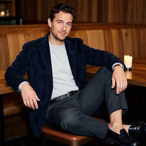 Casual Fashionable Man Relaxing in Modern Restaurant