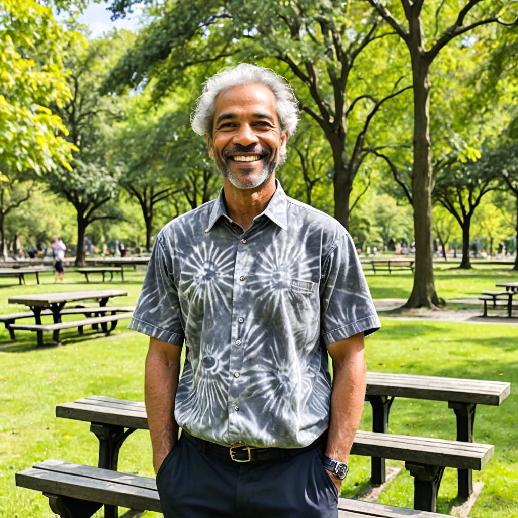 Cheerful Man in Lush Park