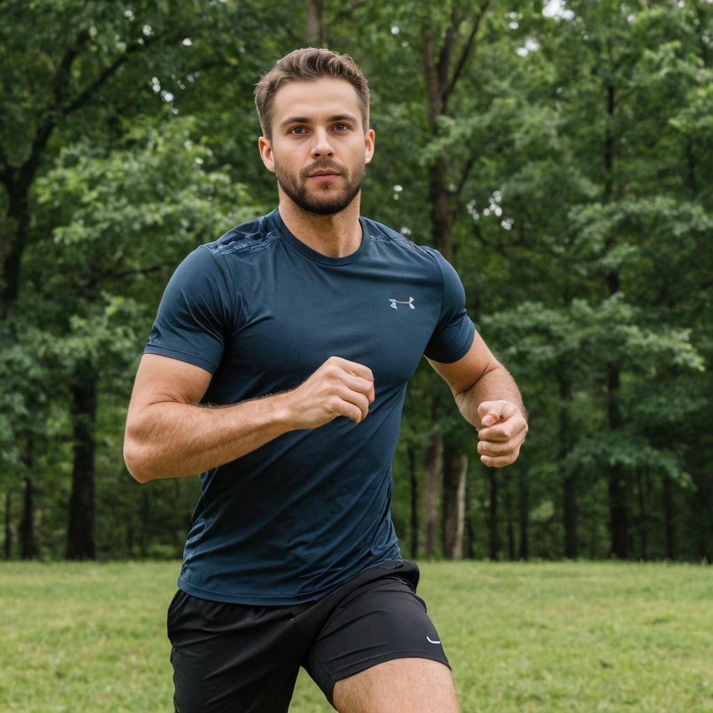 Athletic Man Exercising in Park