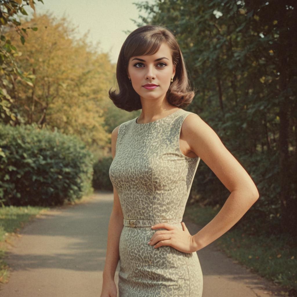 Vintage Woman in Bodycon Dress Outdoors