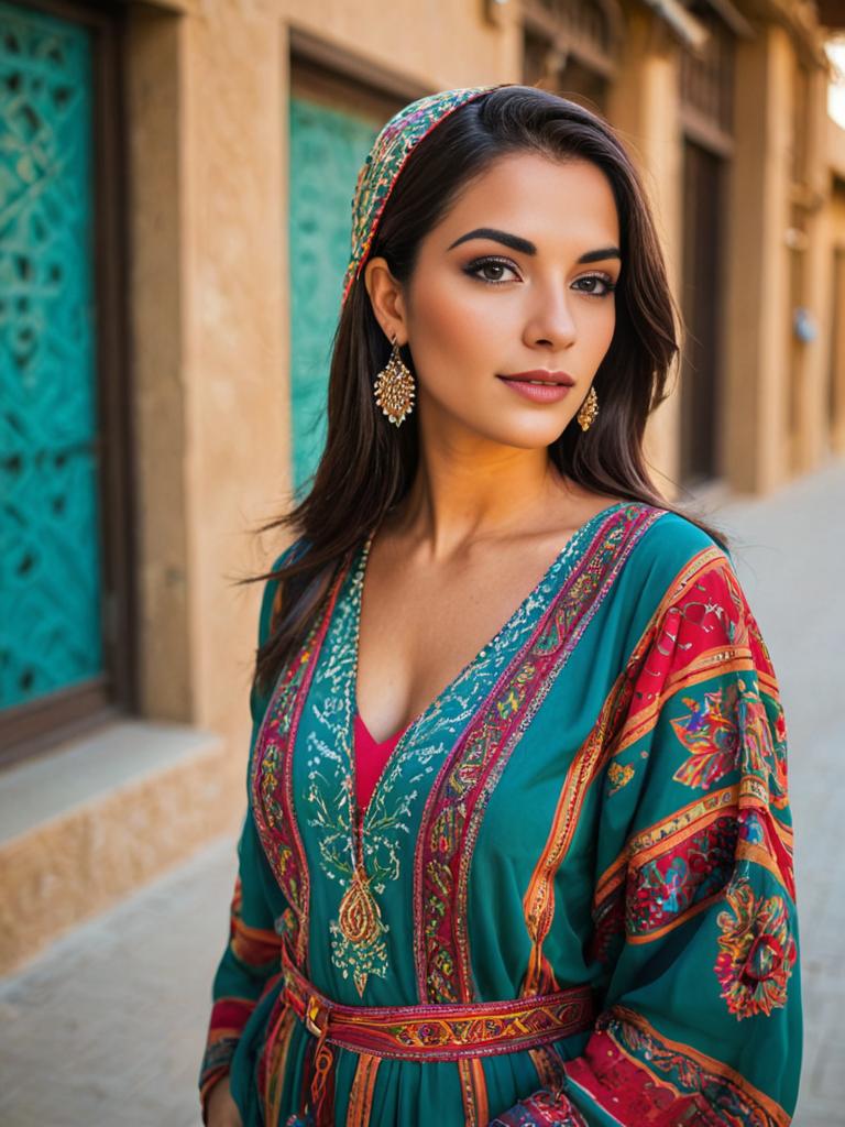 Elegant Arab Woman in Traditional Dubai Attire