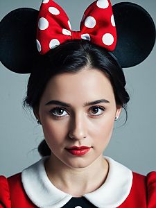 Woman in Minnie Mouse Costume Close Up Headshot