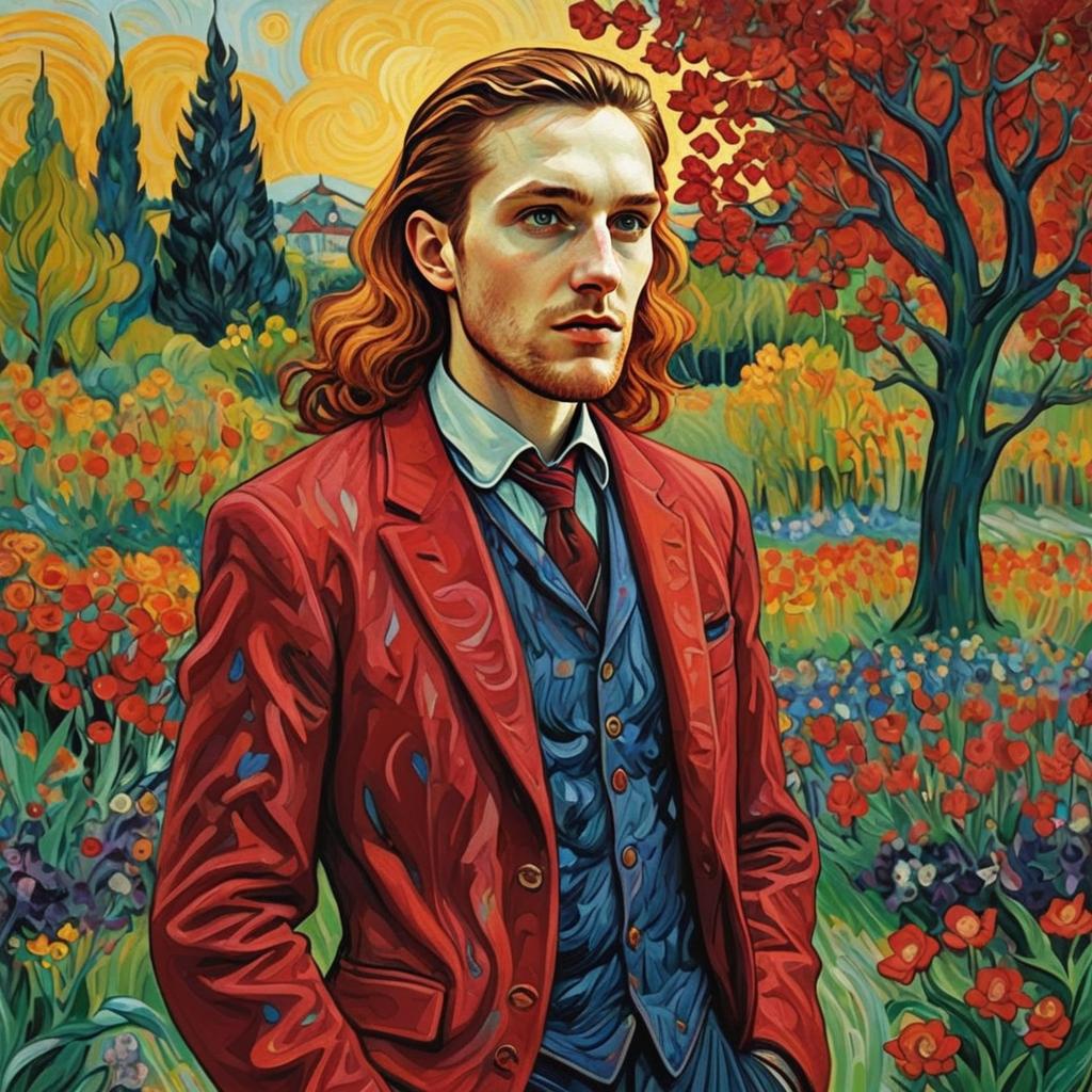 Portrait of a Man in Red Jacket and Blue Vest