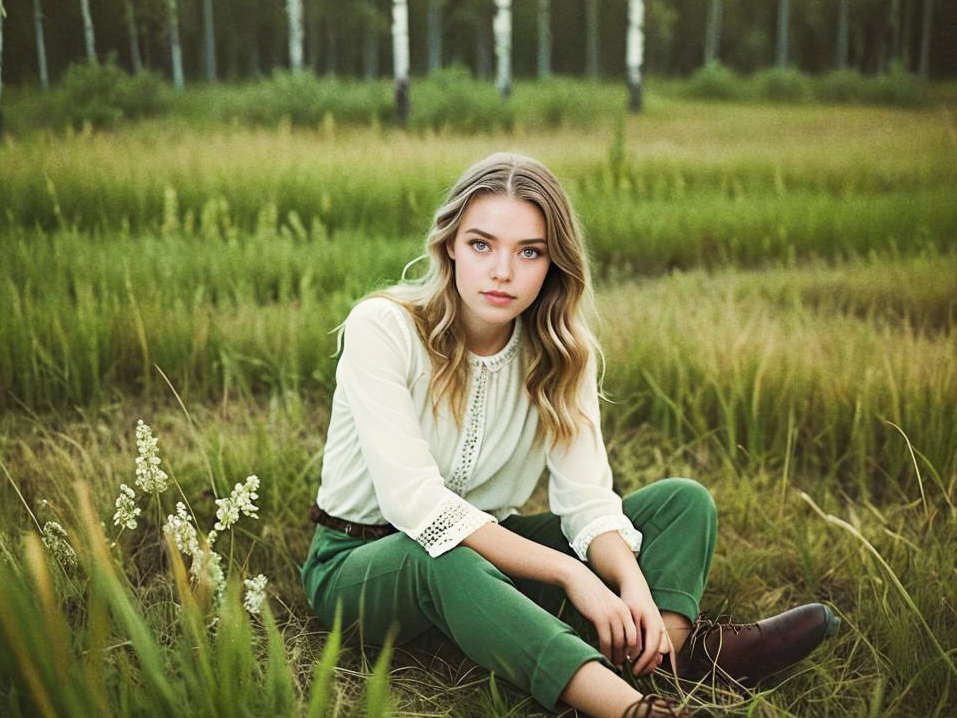 Young Woman in Green Field