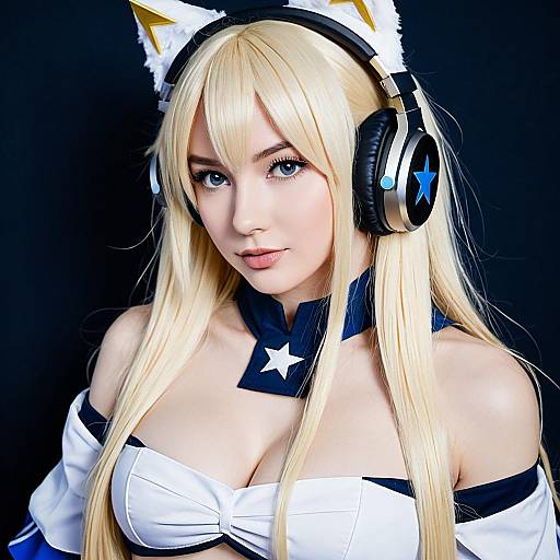 Albacore Azur Lane Cosplay Portrait with Headphones and Cat Ears
